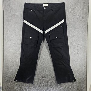 Lifted Anchors Jeans Mens‎ XL 36x27 Denim Snap Pockets Black w White Stripes